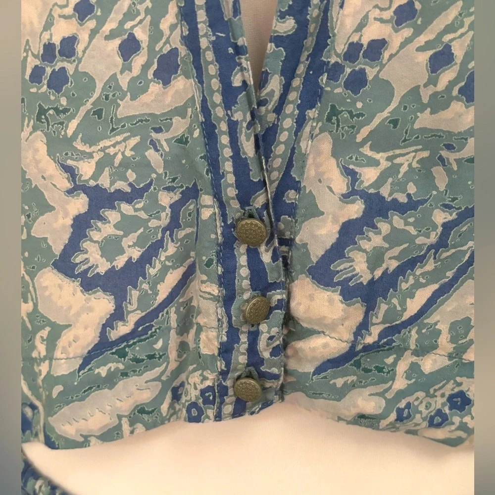 Free People print open back disconnected dress  S
